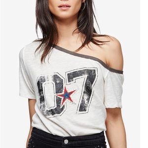 Free People Luck Star off the shoulder graphic Tee